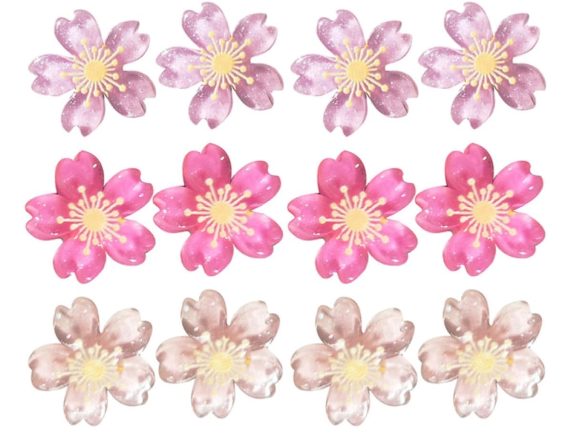 Tachinhas Decorativas Ultechnovo, Fixam Fotos E Mensagens Com Segurança, Resina, 30 Unidades, Design De Flor Cerejeira