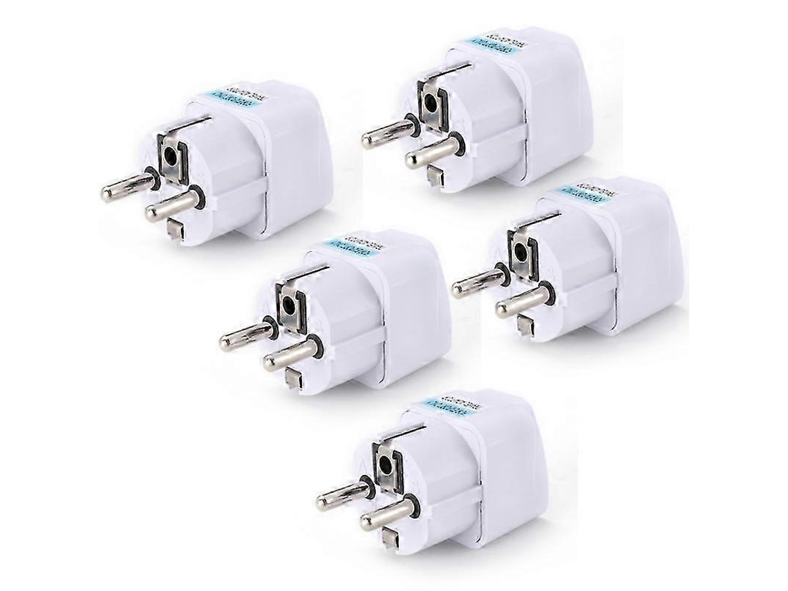 5 Adaptadores De Tomada Ue, Adaptador De Tomada Para Ue, 10a 250v, Adaptador De Viagem Universal Para Tomada Ue