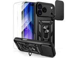 Capa Protetora - Ef Connection - Para Iphone 17 Pro - Preta - Resistente A Impactos - Resistente A Riscos - Suporte De Anel