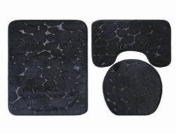 Lurelia Conjunto Tapetes Banho 3 Peças Antiderrapante Absorvente Macio Pvc Microfibra Preto 50x80 Cm