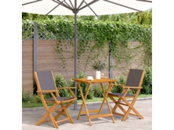 Vidaxl 3 Pcs Conjunto De Bistrô Tecido E Madeira Maciça Antracite