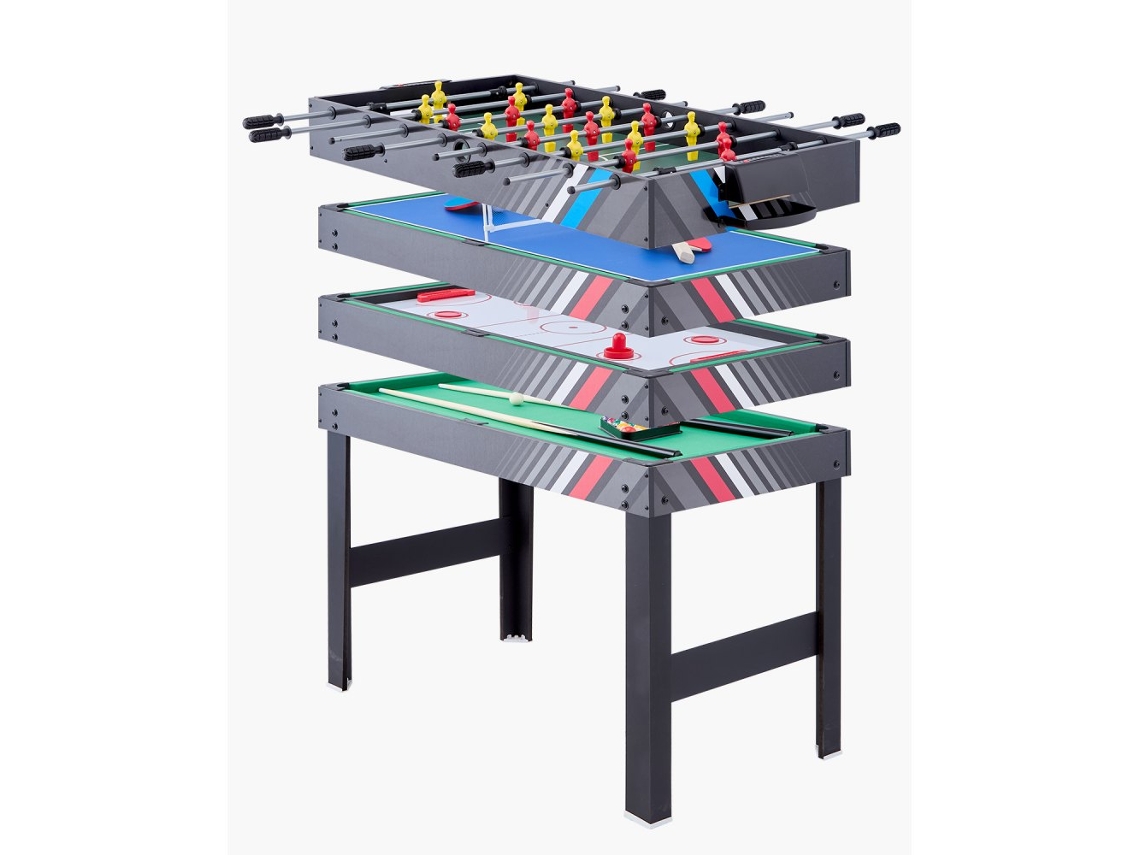 Mesa De Jogos 4 Em 1 Compacta Com Airhockey, Sinuca, Futebol De Mesa E Tênis De Mesa Tekmaquinas