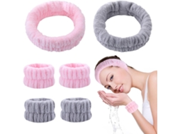 6 Bandagens Faciais Elásticas Rosa/cinza, para Spa/maquiagem/banho ZYBLSSBB