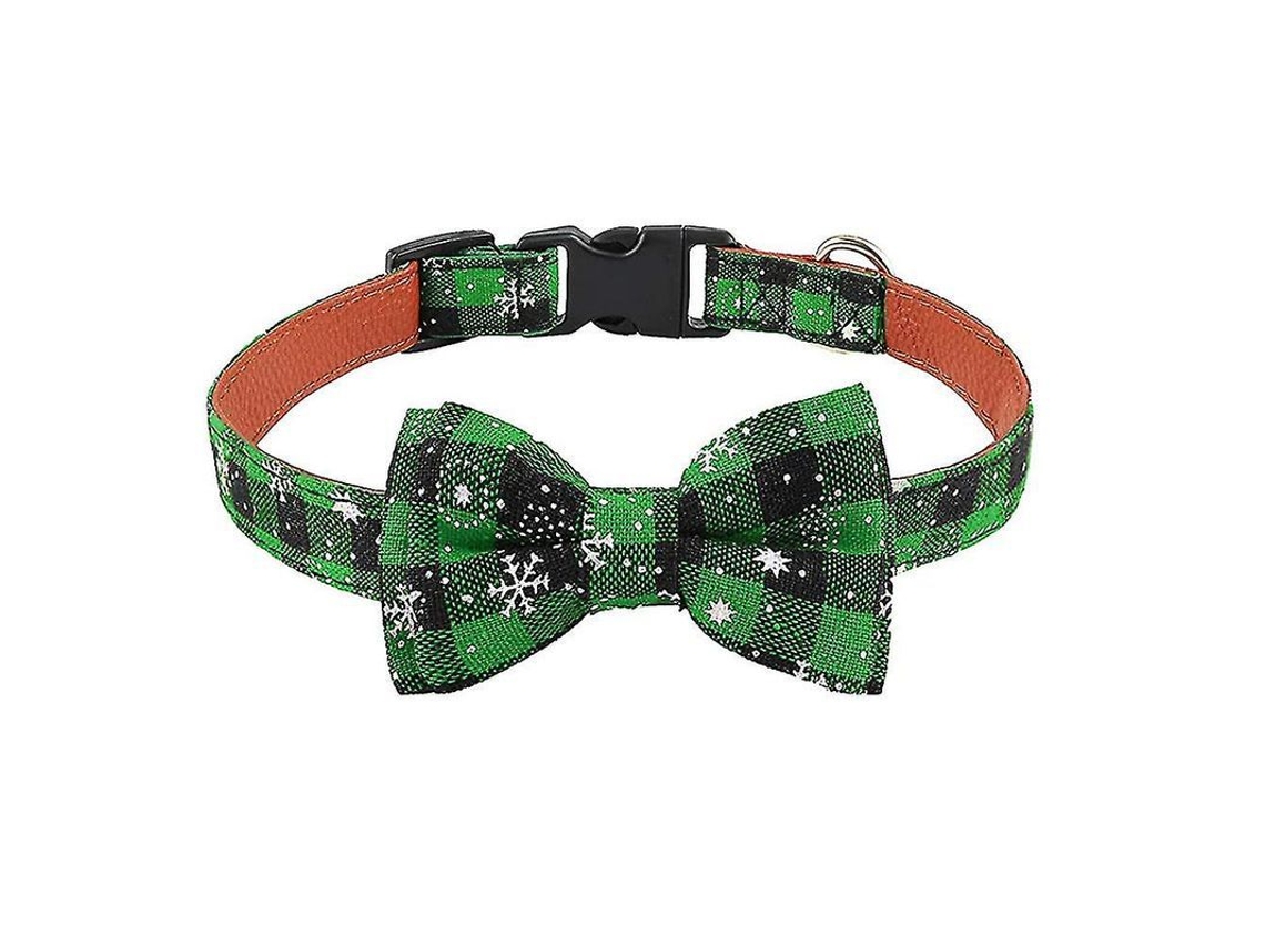 Laco De Gravata Para Cães E Gatos - Ajustável, Material Macio, Padrões Clássicos E Fácil De Usar Green Snowflake
