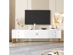 Móvel Tv 175 Cm - 2 Portas Texturadas E 4 Gavetas - Em Mdf - Branco