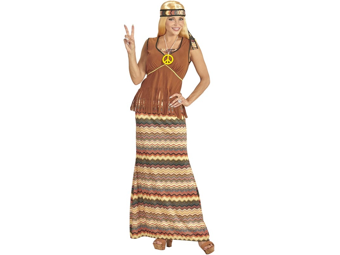 Fato de hippie com riscas coloridas para mulher