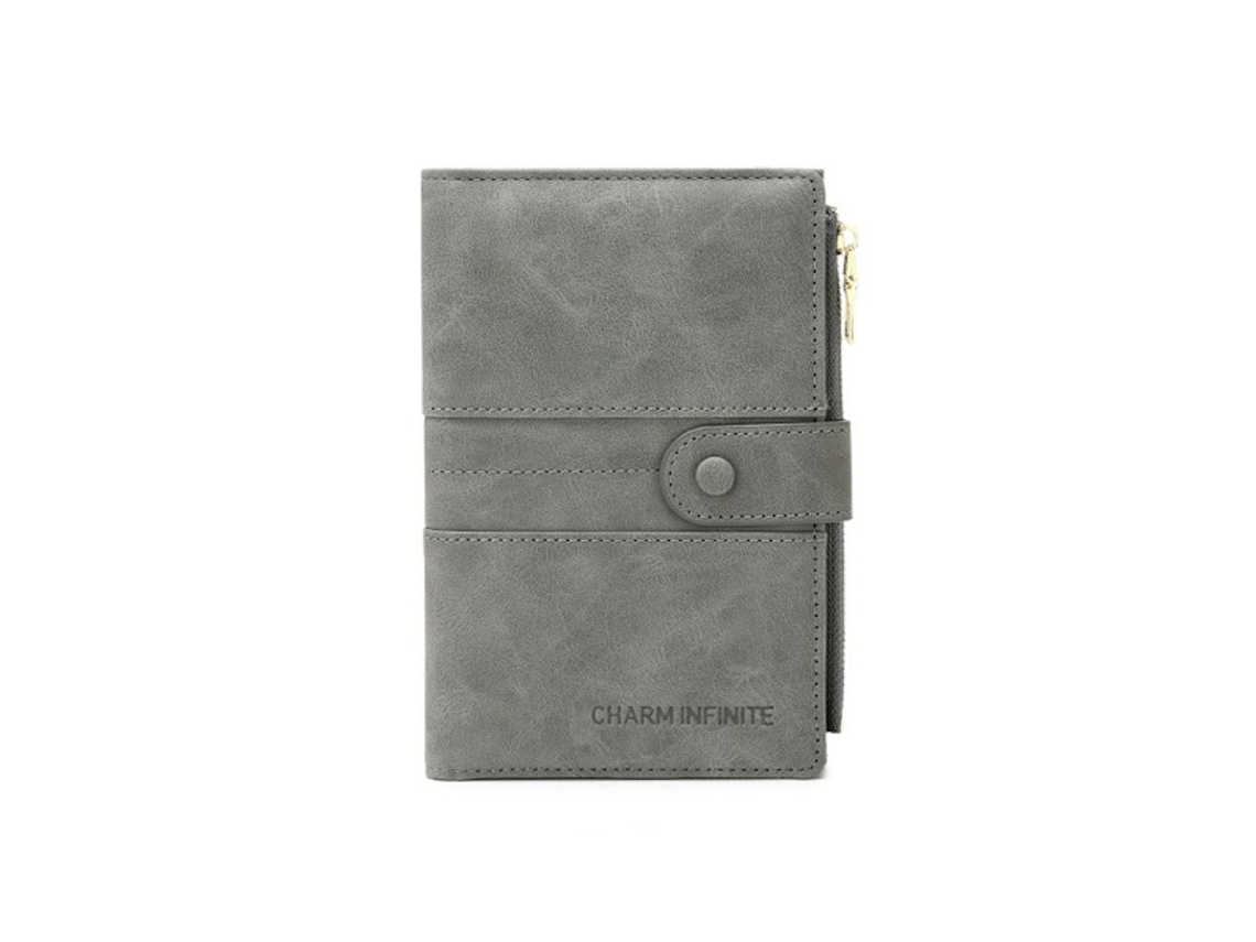 Capa Para Passaporte Rfid Com Clipe Cinza