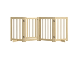 Proteção para Cães com 4 Painéis, Madeira de Pinho, 204x36x75 Cm Natural S/MARCA