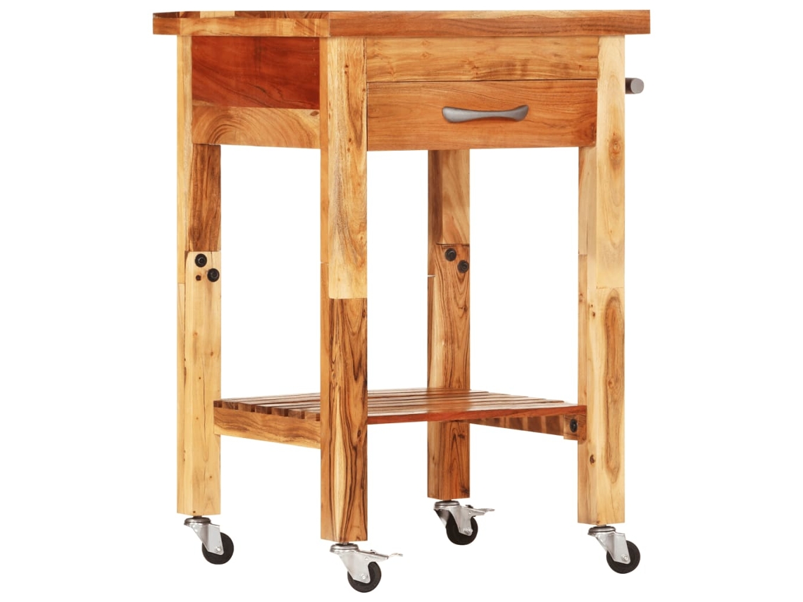 Vidaxl Carrinho De Cozinha 55x55x89 Cm Madeira De Acácia Maciça