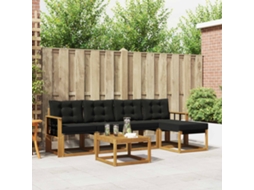 Vidaxl Conjunto De Sofás Para Exterior 6 Pcs Natural E Preto