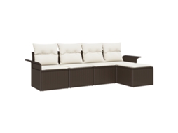 Conjunto 5 Móveis De Jardim Vidaxl Castanho Vime Pe (251 X 117 X 69 Cm)
