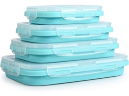 Recipiente Hermético, Em Silicone, Dobrável, Livre De Bpa, Com Tampa, Para Lanches, Adequado A Camping