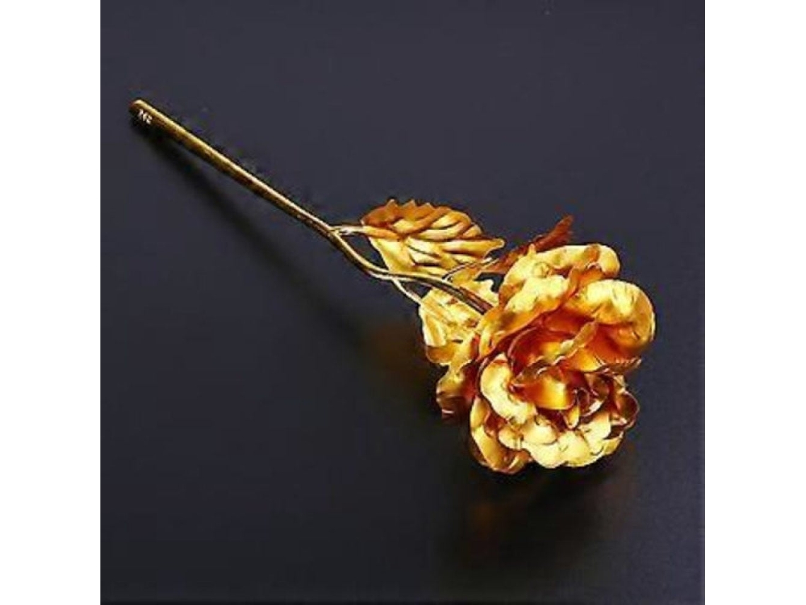Rosa Artificial Dourada com Haste Longa, Presente para o Dia Dos Namorados em Qinhai BRILVIBERA (dourada)