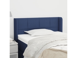 Vidaxl Cabeceira De Cama C/ Abas Tecido 93x16x78/88 Cm Azul