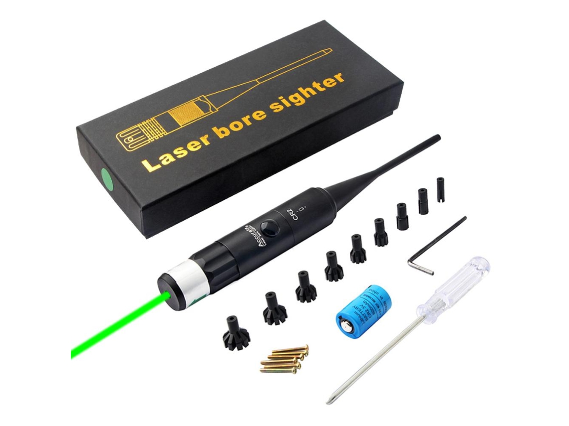 Business Kit de Mira de Bore com Luz Verde e Botão Grande Switch para Calibres 0.177 a 0.50 com 9 Adaptadores | S/MARCA