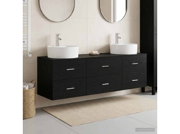 Vidaxl Conjunto De Armários Para Banheiro 3 Unid. Preto