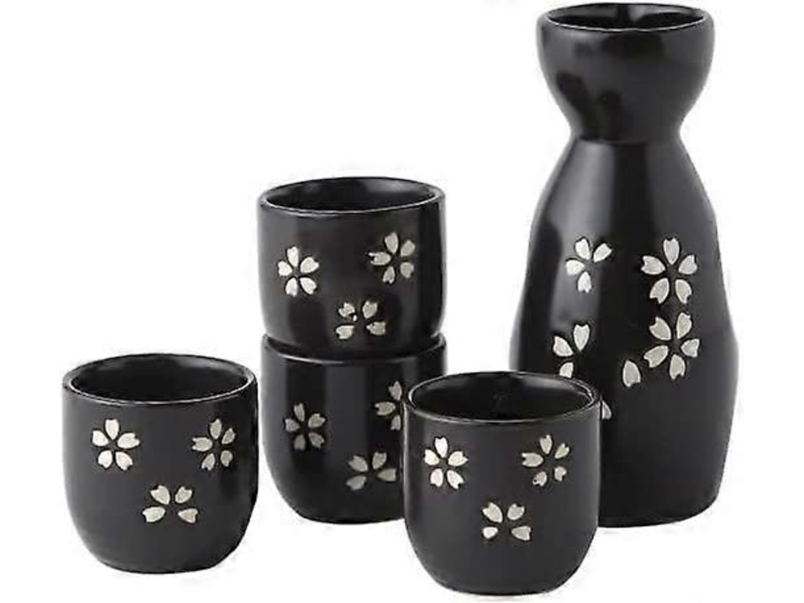 Conjunto De Saquê Japonês De Cerâmica Com 4 Xícaras, Estilo Japonês Clássico, Próprio Para Lava-louças E Micro-ondas.