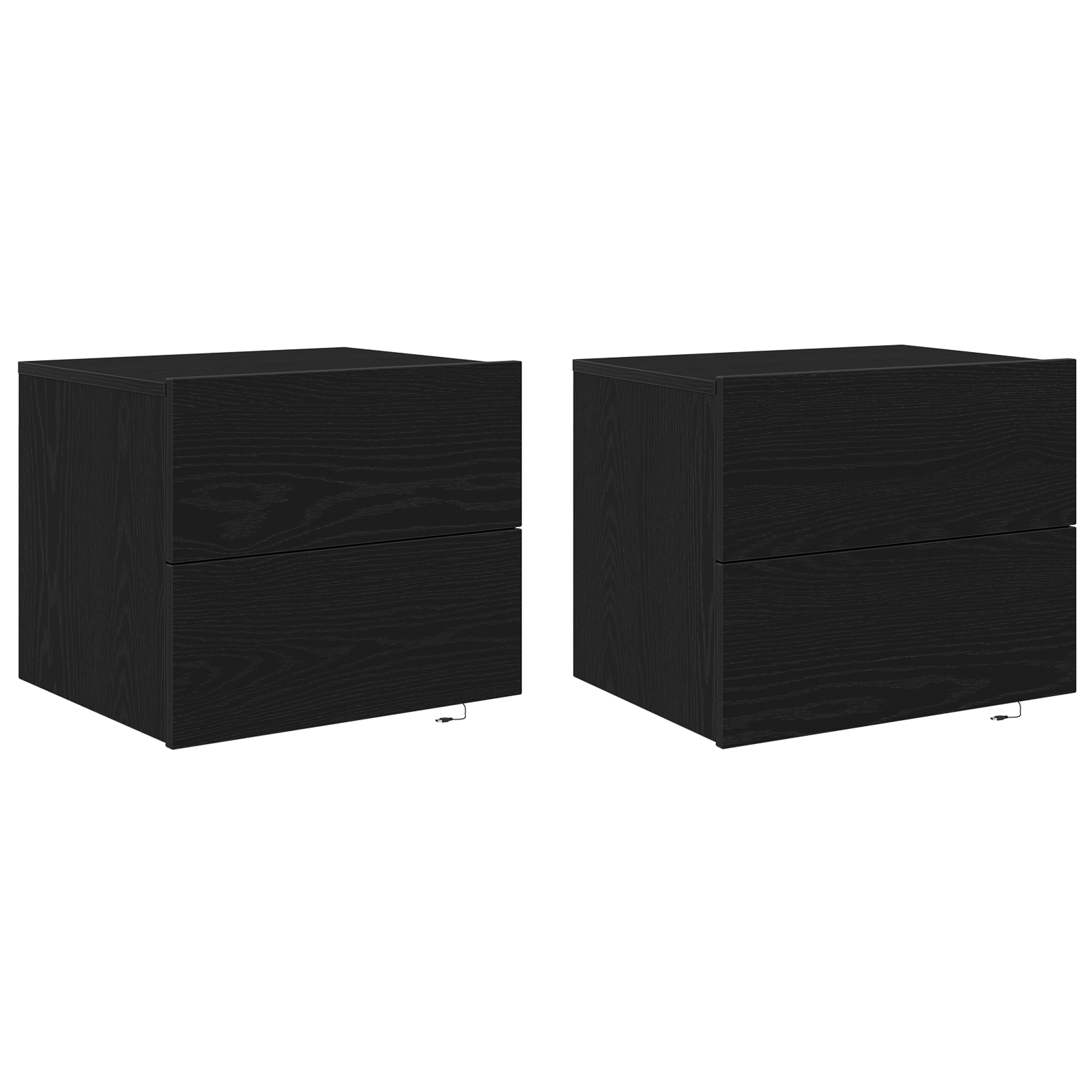 Conjunto 2 Armário De Cabeceira Vidaxl Preto Derivados De Madeira (50 X 39 X 41 Cm)