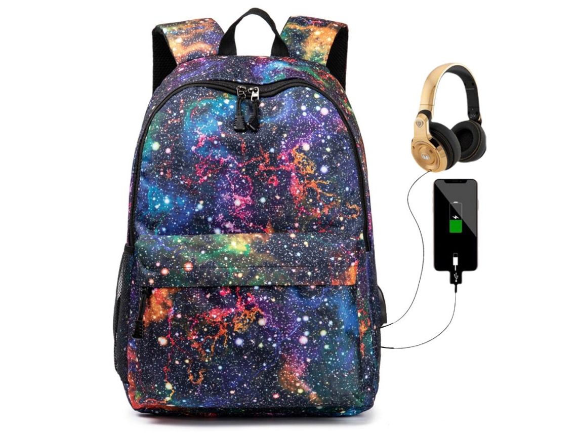 Mochila Impermeável Estrela do Céu com Porta Usb Presente