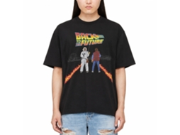 Rockinstone Back To The Future Movie Fire Streaks Black Adult T-shirt Size:s