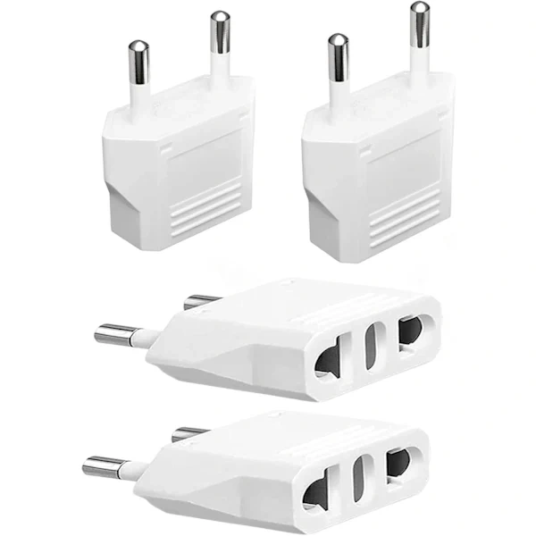 Kit Com 4 Adaptadores De Tomada Eua/canadá Para Ue, Plugue Tipo C, Adaptadores De Viagem 2 Pinos Para Com Tomada Europeia