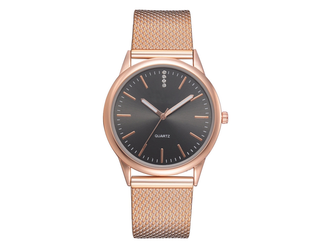 Lvpai Relógio Feminino Pulseira de Silicone Ouro Rosa Mostrador Preto Quartzo