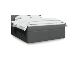 Vidaxl Cama Com Molas/colchão 180x200 Cm Tecido Cinzento-escuro