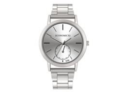 Relógio de pulso feminino casual e elegante com mostrador simples em aço e movimento de quartzo (prateado)