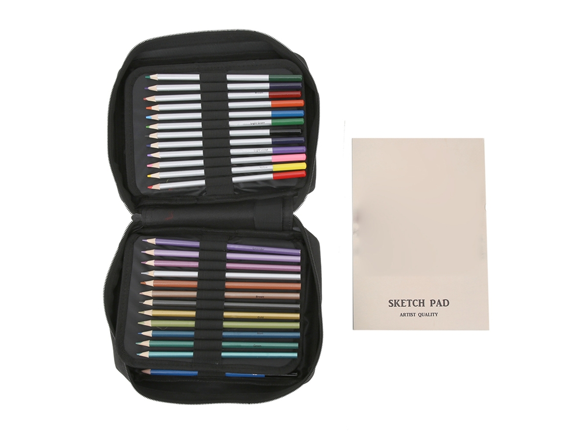 Conjunto de 73 Peças para Desenho, Lápis de Cor, Grafite, Carvão e Borracha para Pintura Artística AQUAFORGE