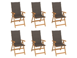 Folding Chair, Folding Chairs Vidaxl Cinzento-acastanhado Teca (n/a)