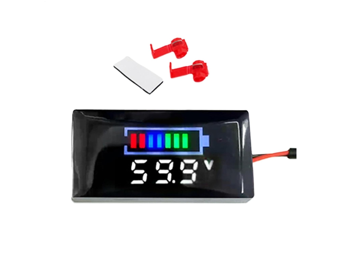 Medidor de bateria digital com visor LCD, voltímetro para casa, mesa, uso familiar e ocasiões especiais.