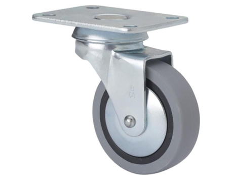Roda Giratória Placa 10Bsr60Cp-Pgi Poliamida-Borracha Cinza Eixo Liso ALEX