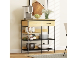 Aparador De Madeira Natural Com 2 Gavetas E 3 Prateleiras Abertas Para Cozinha E Sala De Estar 90x40x91cm Mega Echo Trade Shop