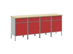Vidaxl Armário De Trabalho 4 Unid. Vermelho E Cinza 200 X 55 X 85 Cm