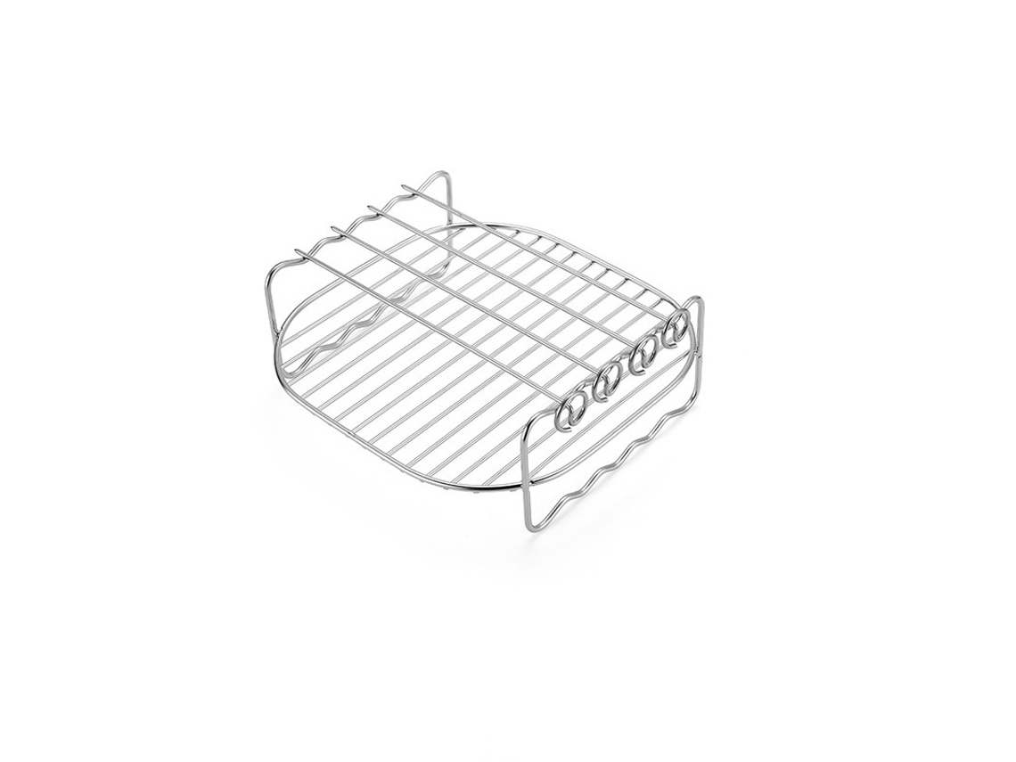 Acessório De Grelha Aço Inoxidável Para Fritadeira Ar, 6 Polegadas, Camada Dupla, Prata, Fácil Limpar