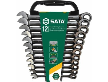 Chave plana ilhós 12 peças com catraca com interruptor Sata