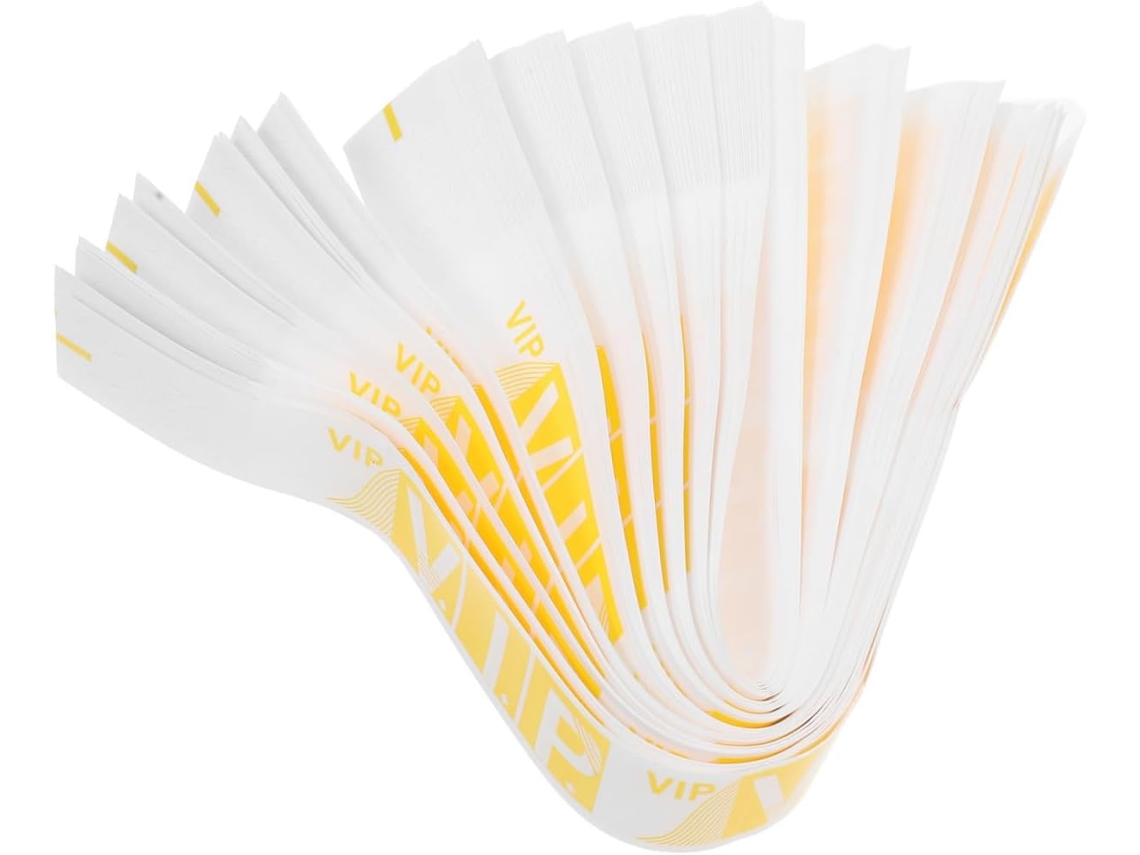 Pulseiras de papel para eventos, 100 unidades, pulseiras VIP para festas com design exclusivo.