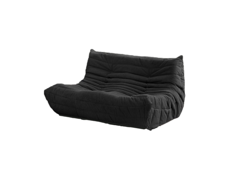 Loveseat Togo Preto Sem Montagem Conforto em Espuma de Dupla Camada Apoio Ergonómico Estofamento de Tecido de Toque Suave SOFTEVA