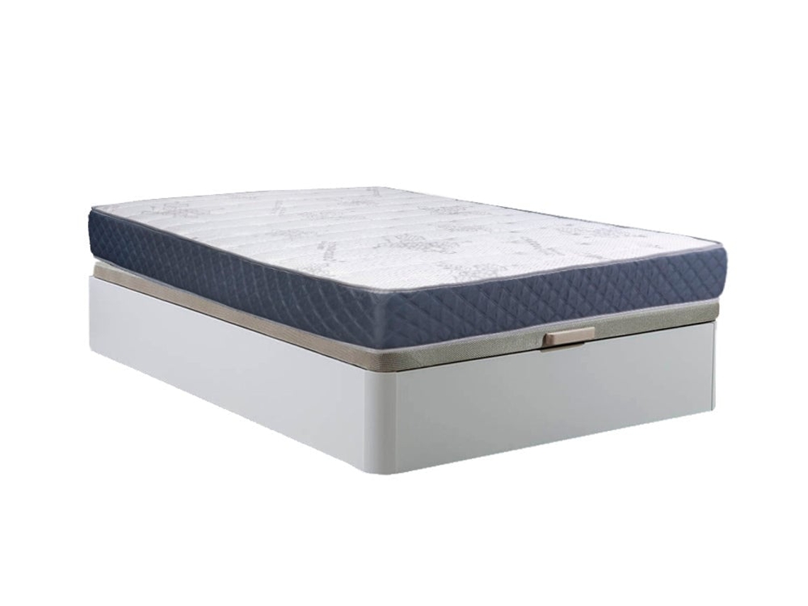 Sommier Branco Atenas 150X190Cm Colchão Viscoelástico de 23Cm SALDOSYSTOCKS