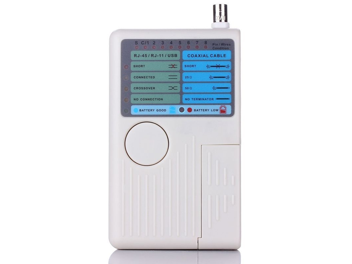 Probador de cabos de rede 4 em 1 RJ45/RJ11/USB/BNC, com LEDs e buzzer S/MARCA