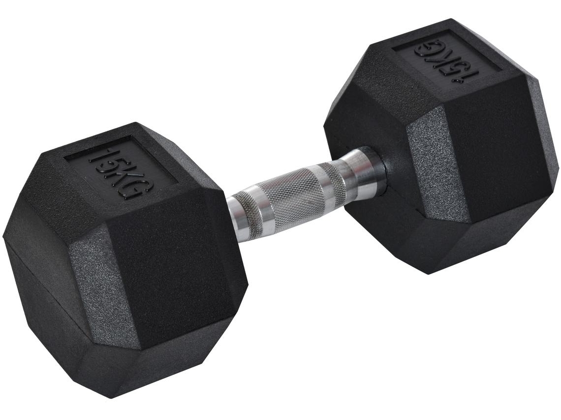Haltere 15 Kg Metal E Borracha Cor Preto 33,6x15,5x13,4 Cm Homcom