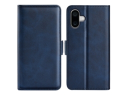 Capa Em Couro Pu, Com Suporte Para Iphone 16 - Azul