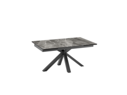Mesa Extensível Ceramica 1 De 160/240 Cm Com Tampo Em Cerâmica De Mármore Antracite Brilhante Sobre Base De Vidro Temperado E Metal - Stones