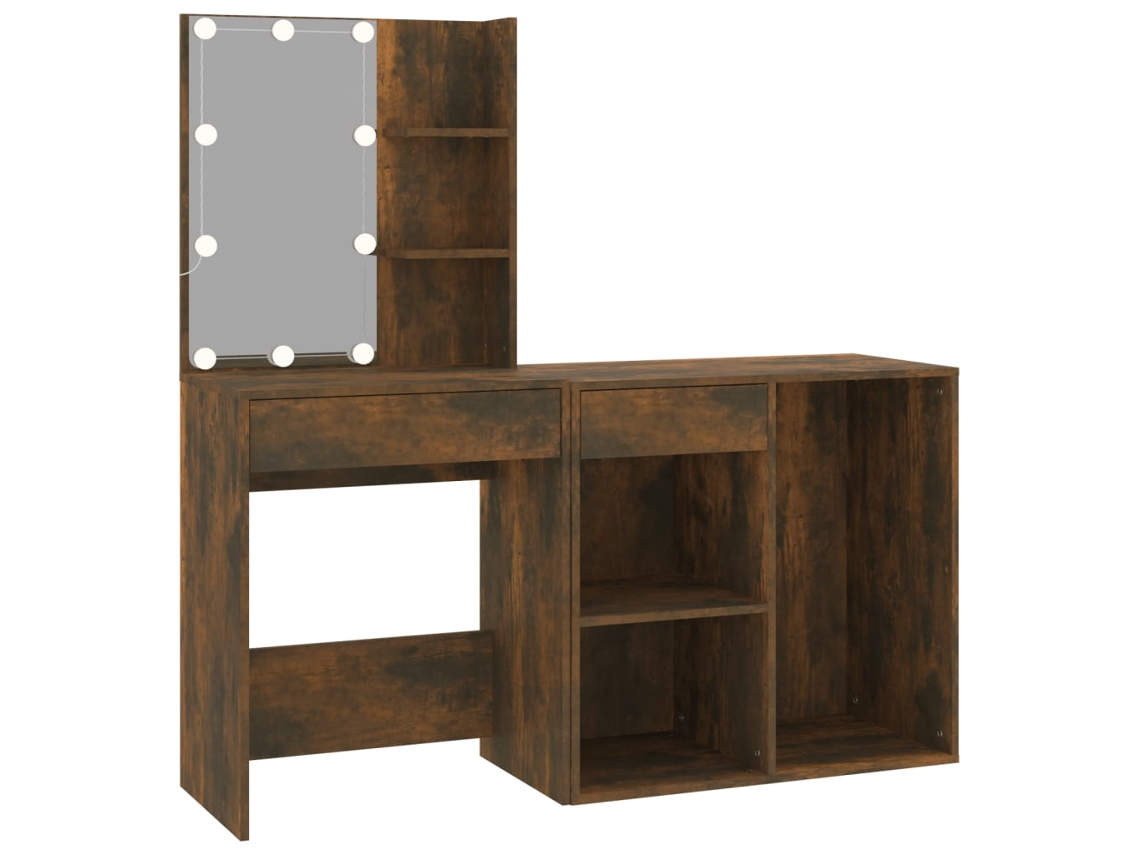 Led Dressing Table With Cabinet, Led Dressing Tables With Cabinets Vidaxl Marrom Madeira Processada (n/a)