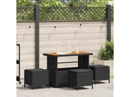 Vidaxl Conjunto De Jantar Para Jardim 4 Unid. Preto Vime Pe