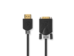Cabo Hdmi™ - Conector Dvi d 24+1 Pinos Macho 1080p Banhado a Ouro 2,00 M Reto Pvc Antracite Caixa com Trava Euro AQUAFORGE
