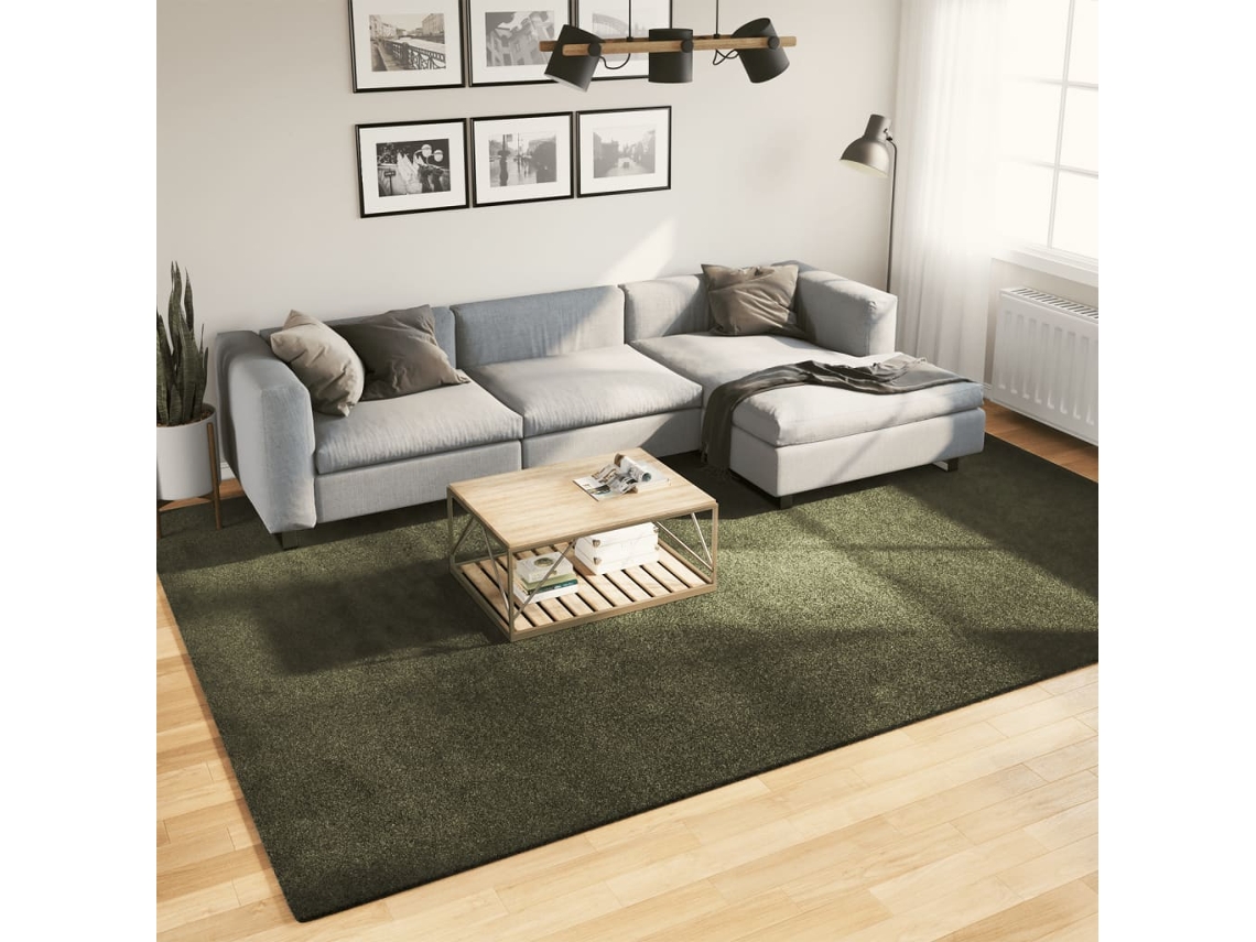 Vidaxl Tapete Pelo Curto Macio Lavável Huarte 240x340cm Verde-floresta
