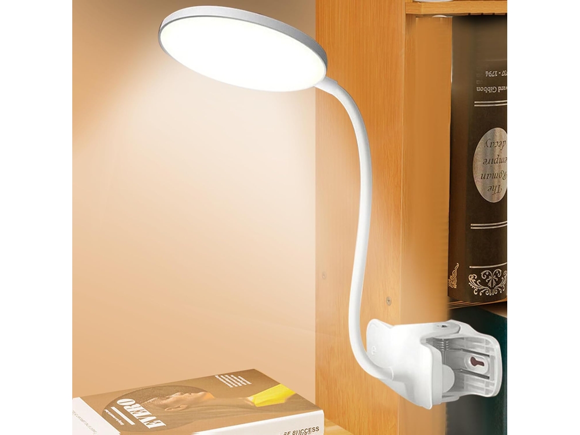 Candeeiro Leitura - Luz Led Mesa - Candeeiro Recarregável - Estudo/trabalho - Abs - Branco