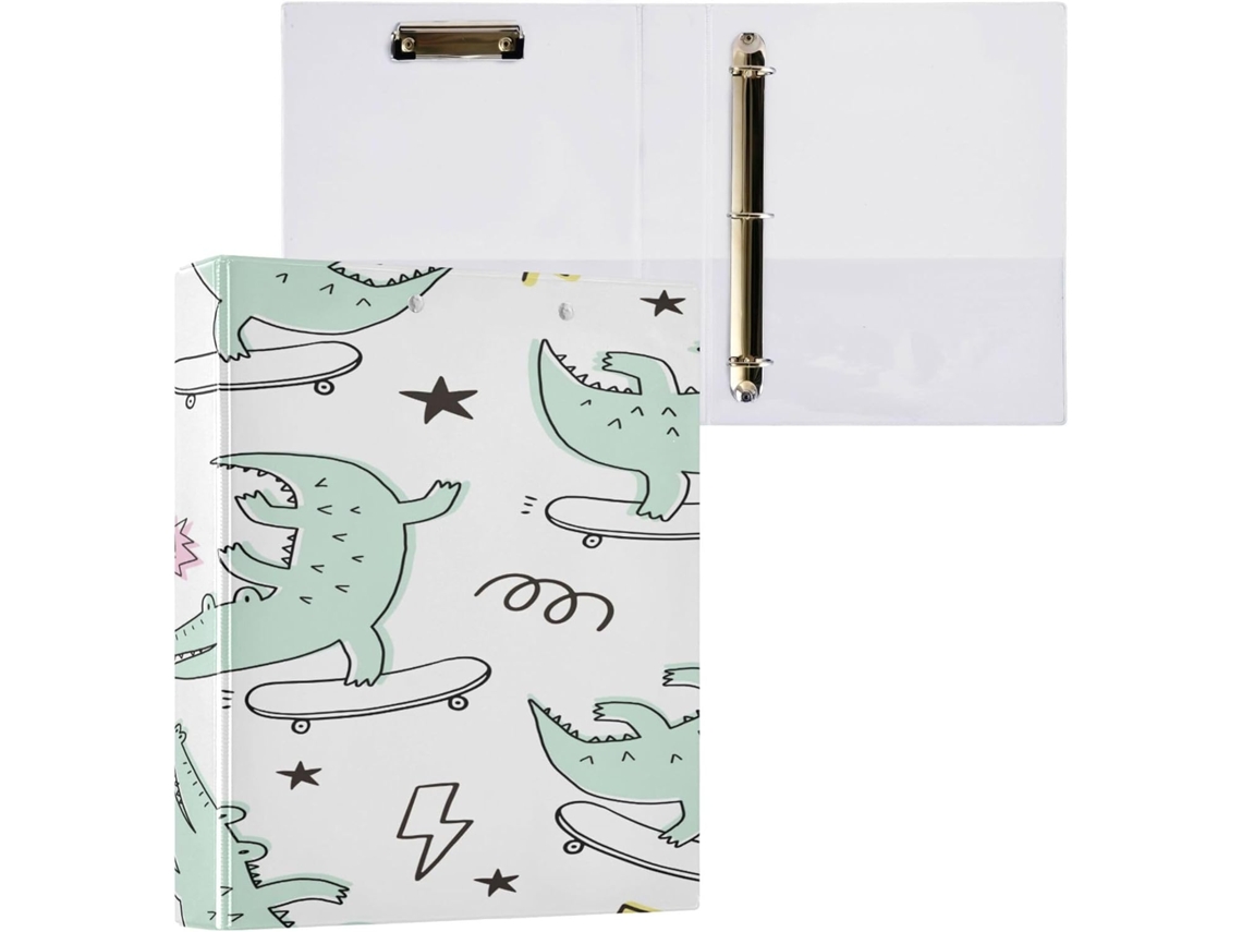 Conjunto de 2 Pastas Argolas Redondas com Capa Bolso, Material Escolar, Dura, Estampa Fofa (2,8 Cm e 1,27 Cm)