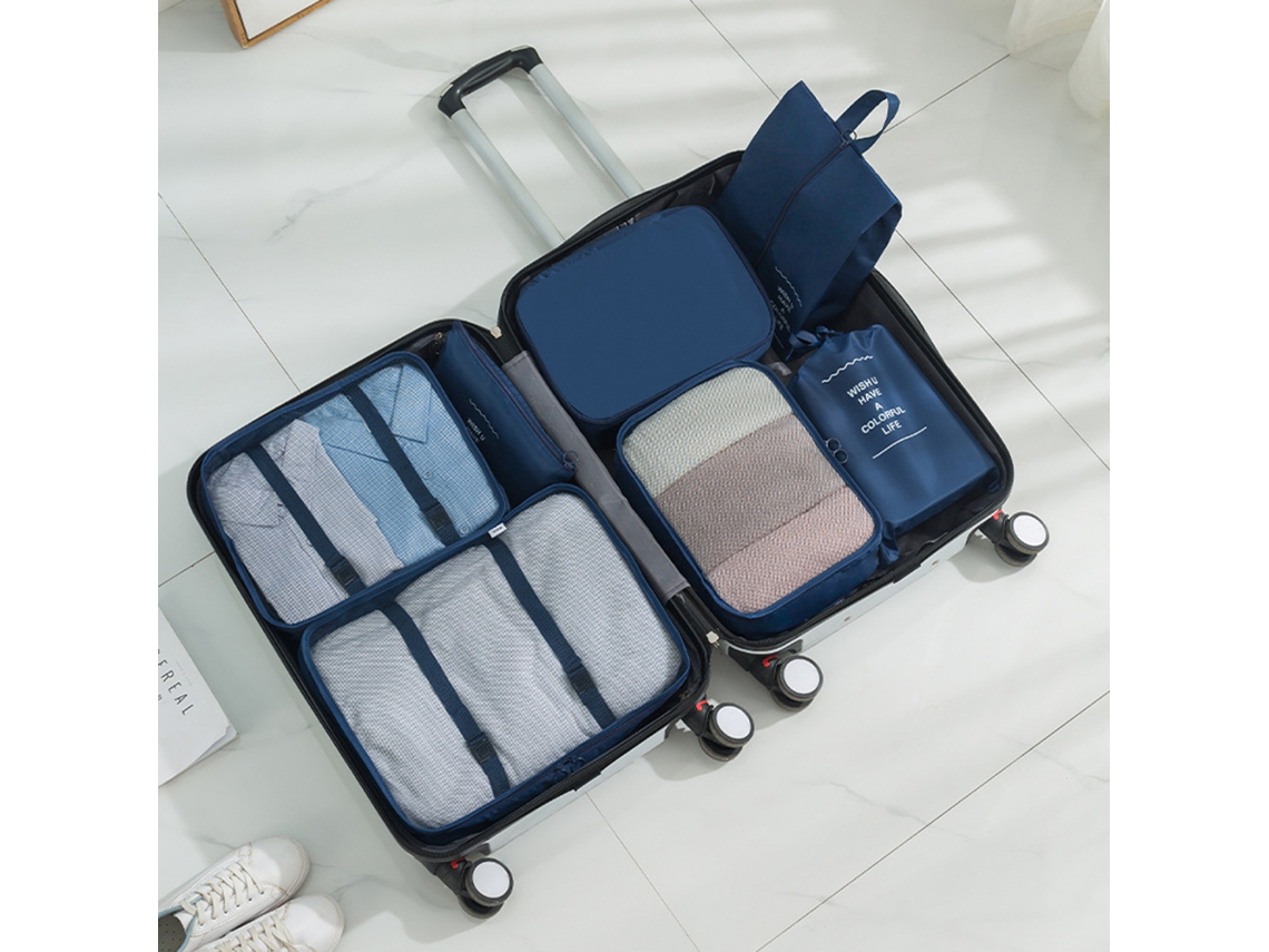 Sacos De Viagem Portáteis E Impermeáveis Para Guardar Roupas E Sapatos, Nas Cores Azul Marinho E Azul Celeste